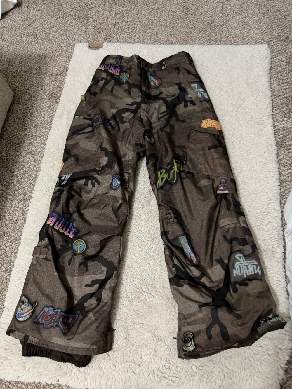 BURTON DRYRIDE CAMO  SKI SNOW WINTER PANTS LINED WATERPROOF SIZE 10/12
